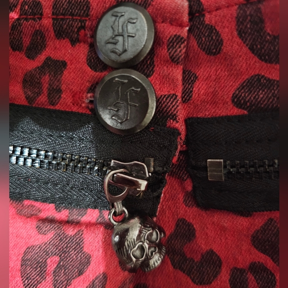 Iron Fist Red Leopard denim skirt - Picture 3 of 4